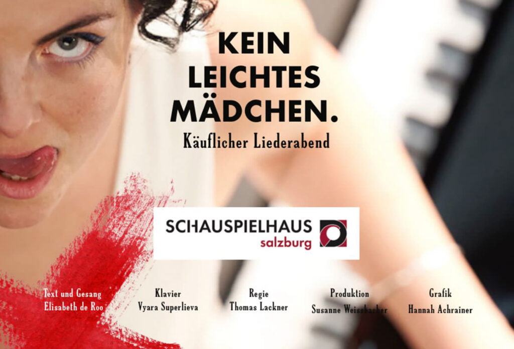 Afiș publicitar pentru piesa „Kein leichtes Mädchen” (O fată dificilă) la Teatrul Schauspielhaus din Salzburg